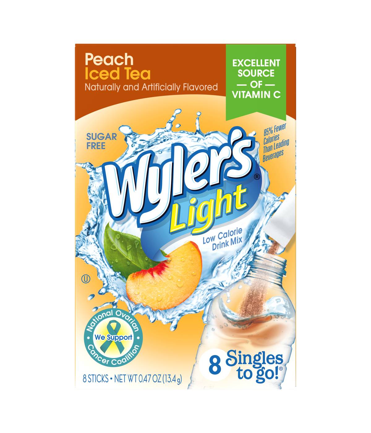 Wyler's Light Singles-To-Go Sugar Free Drink Mix – Peach Iced Tea; image 1 of 3
