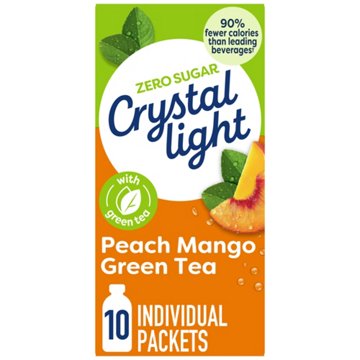 Crystal Light Peach Mango Green Tea On-The-Go Powdered Drink Mix Packets, 10 ct