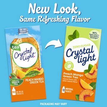 Crystal Light Peach Mango Green Tea On-The-Go Powdered Drink Mix Packets, 10 ct