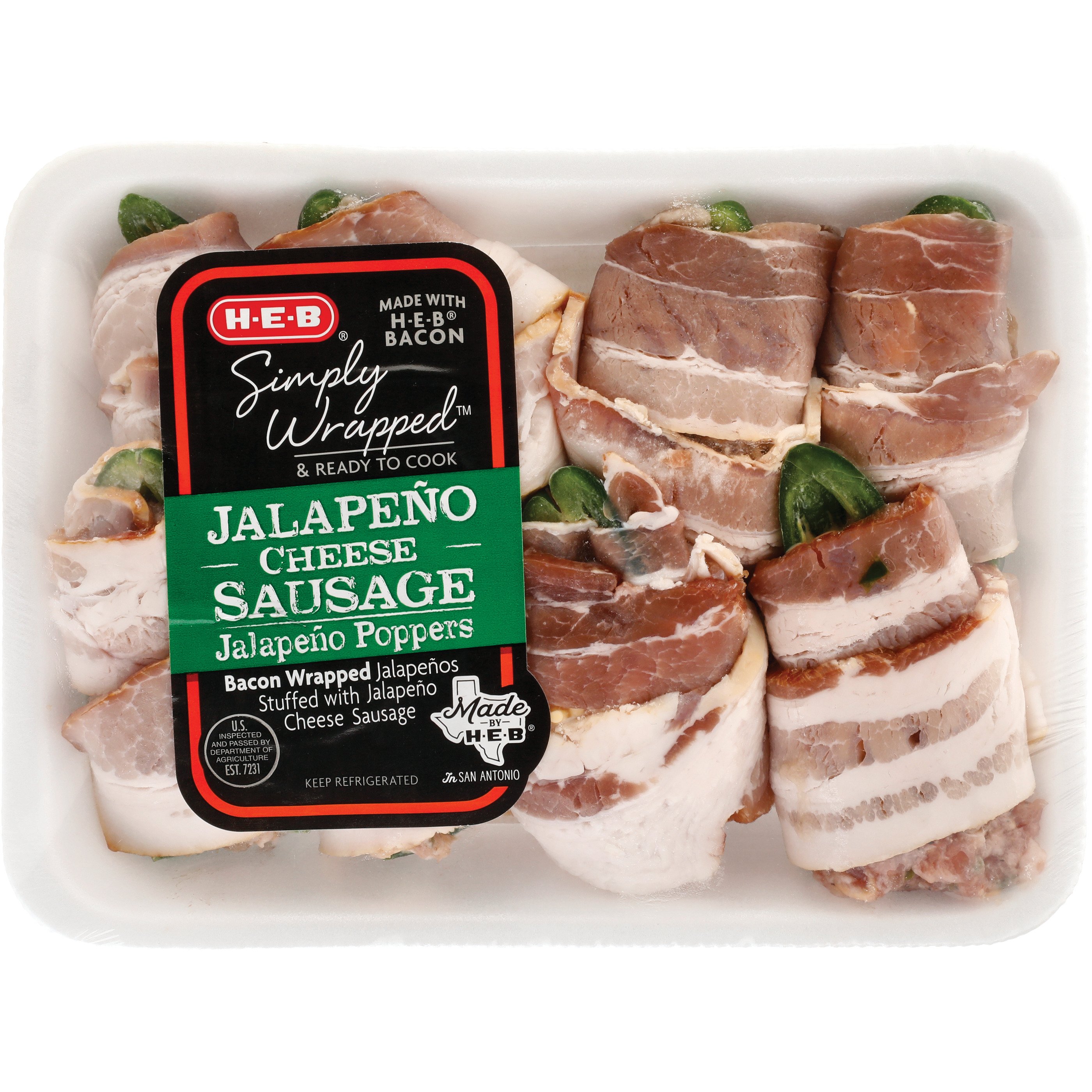 HEB Bacon Wrapped Stuffed Jalapeno Poppers with Pork Sausage and