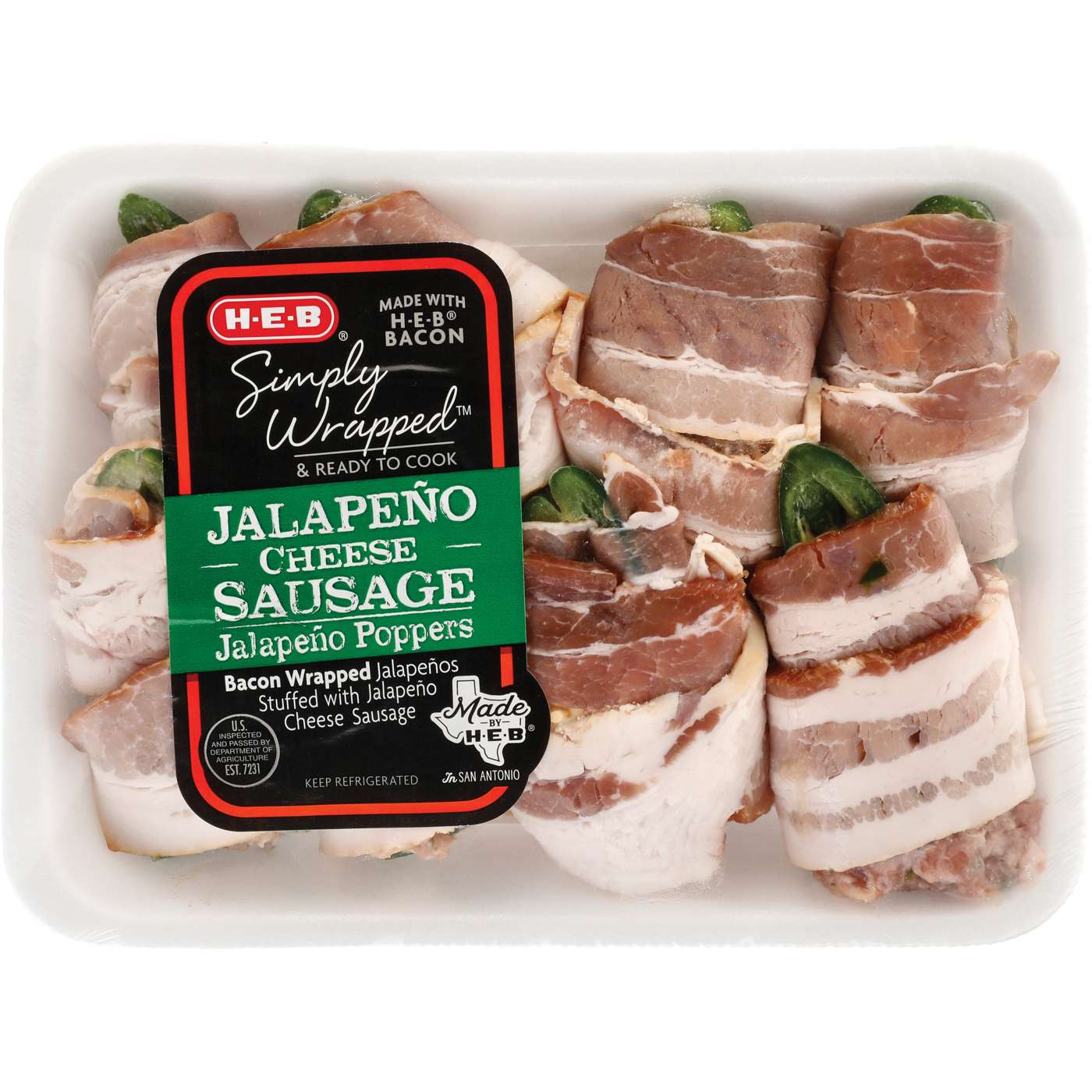 H-E-B Simply Wrapped Jalapeno Cheese Sausage Jalapeno Poppers; image 1 of 2