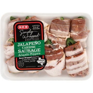 H-E-B Simply Wrapped Jalapeño Cheese Sausage Jalapeño Poppers, Avg. 1.25 lbs
