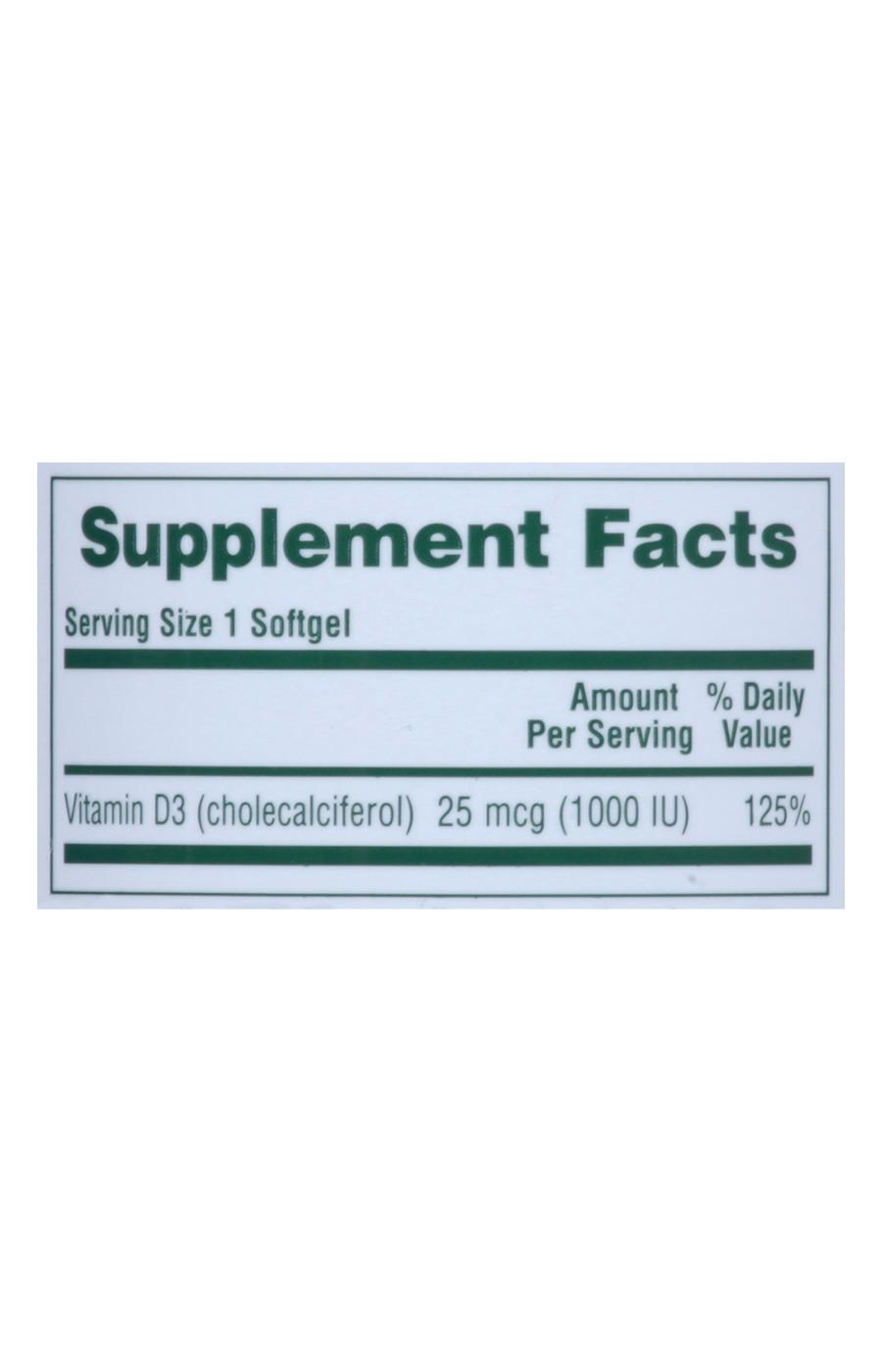 NaturesPlus Vitamin D3 Softgels - 1000 IU; image 2 of 2