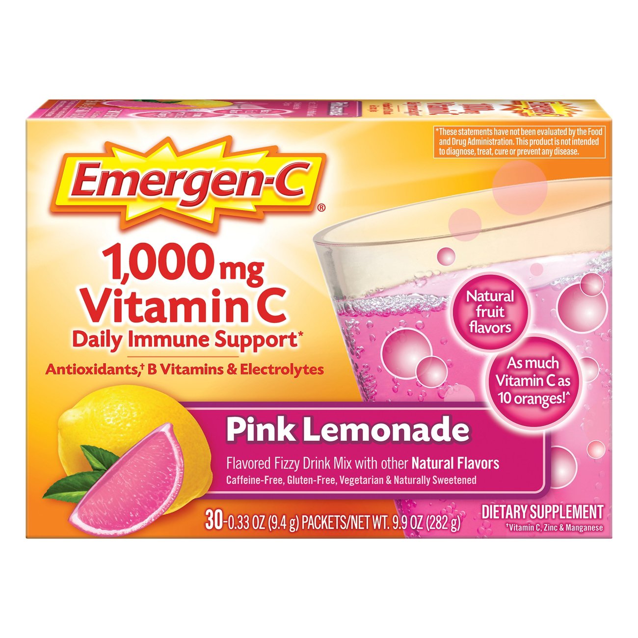 Emergen C Vitamin C 1000 Mg Powder Pink Lemonade Shop Vitamins A Z At H E B