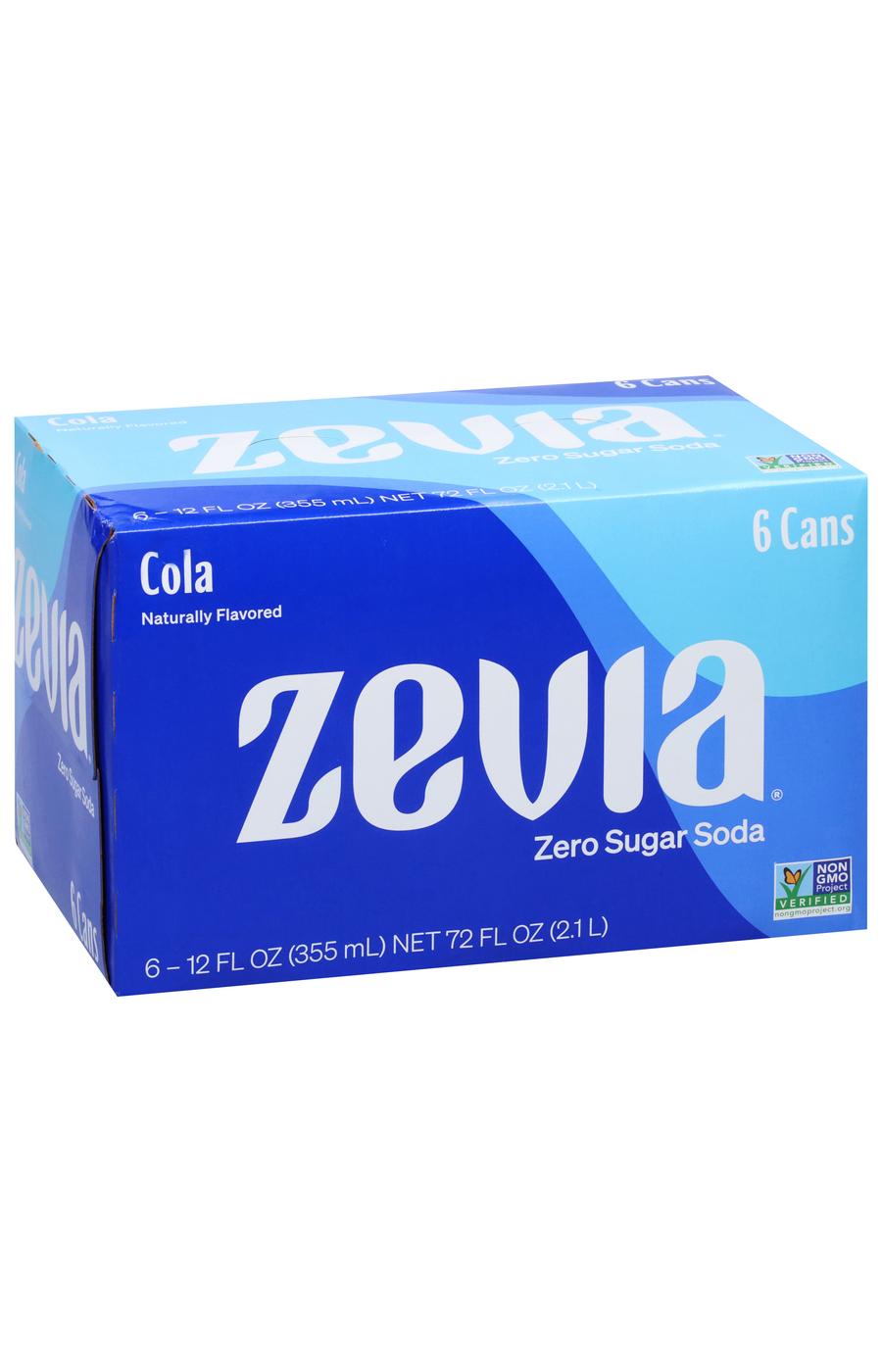 Zevia Zero Sugar Cola Soda 6 pk Cans; image 2 of 2