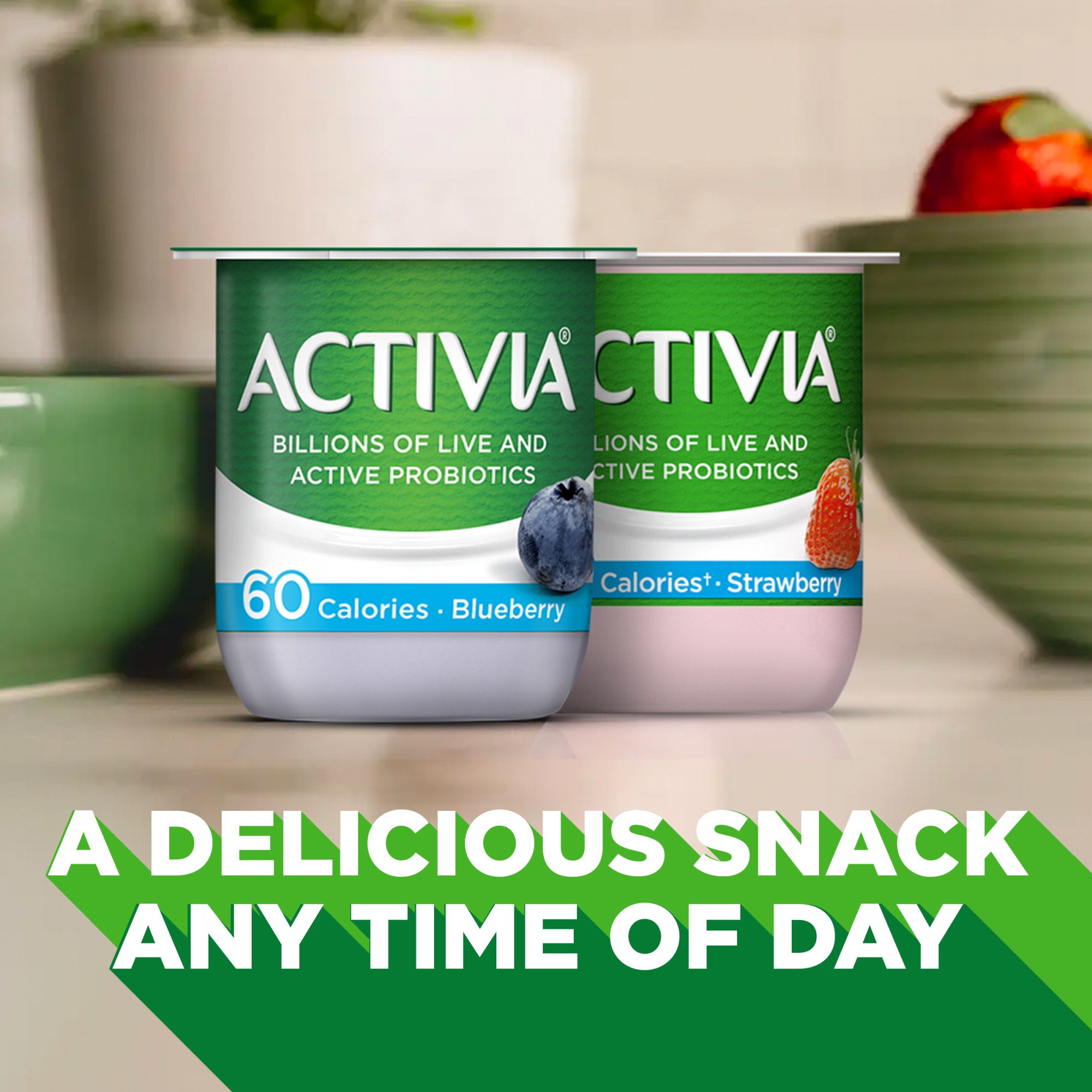 Activia Strawberry and Blueberry Nonfat Yogurt - Variety Pack, 48 Ounce --  4 per case
