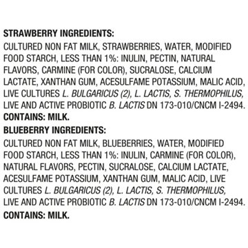 Activia Zero Added Sugar Strawberry & Blueberry Non Fat Probiotic Yogurt
