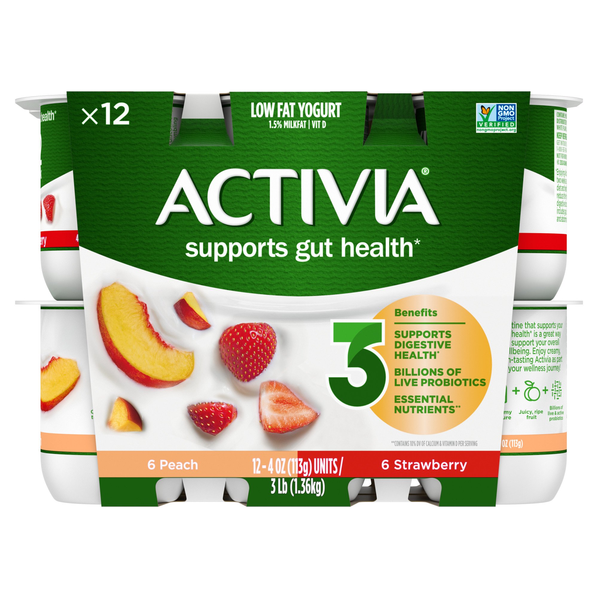 Dannon Activia Low Fat Peach And Strawberry Yogurt Shop Yogurt At H E B 2502