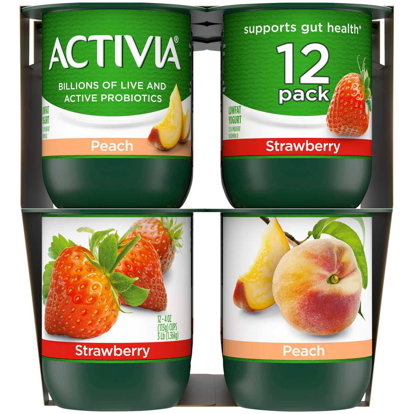 Activia Low Fat Probiotic Peach & Strawberry Yogurt ; image 7 of 7