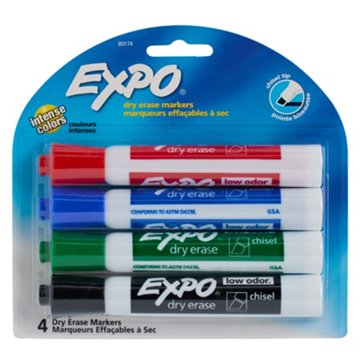EXPO Chisel Tip Dry Erase Markers - Assorted Ink, 4 pk