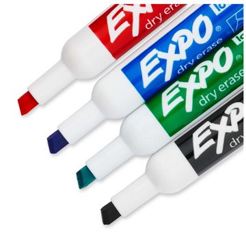 EXPO Chisel Tip Dry Erase Markers - Assorted Ink, 4 pk