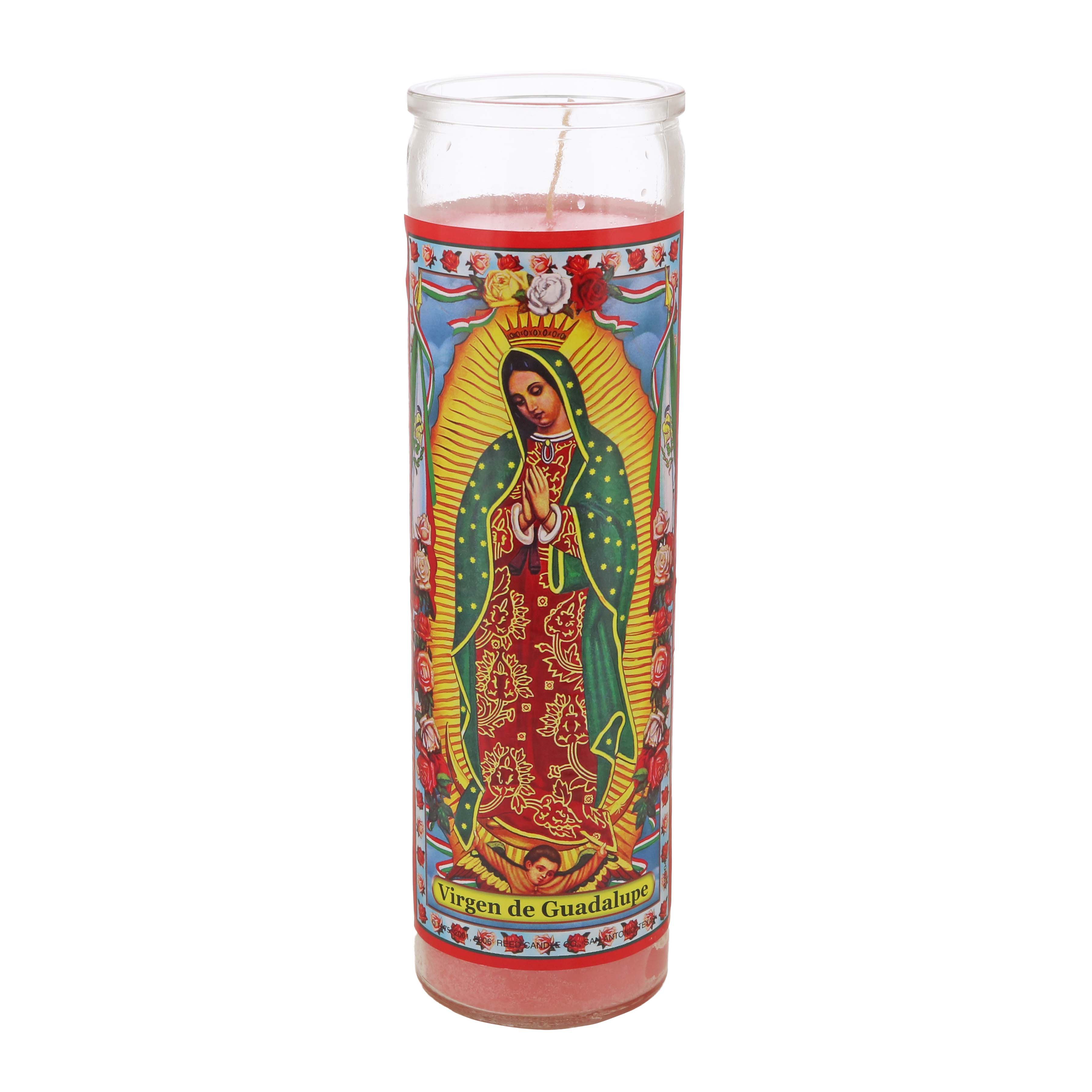 Reed Candle Virgen de Guadalupe Religious Candle - Pink Wax, 8.25"