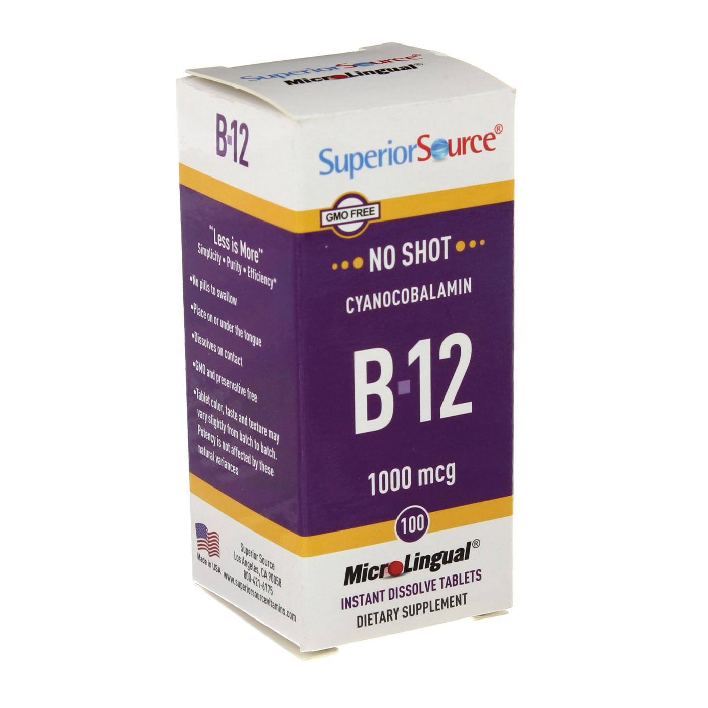 Superior Source B-12 1000 mcg Instant Dissolve MicroLingual Tablets; image 1 of 2