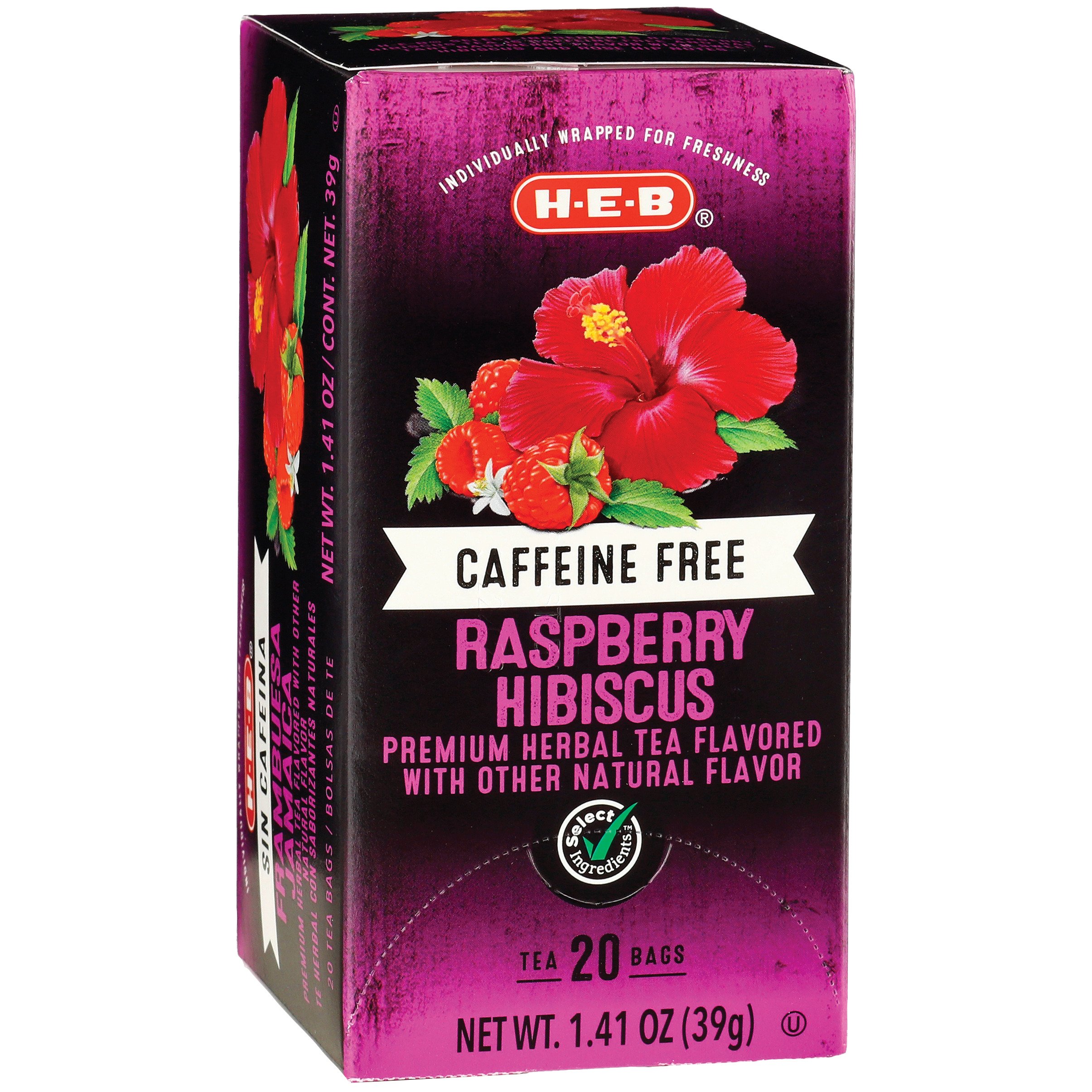 H-E-B Caffeine Free Raspberry Hibiscus Herbal Tea Bags - Shop Tea At H-E-B