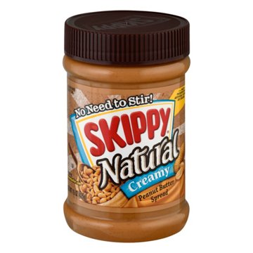 Skippy Natural Creamy Peanut Butter Spread, 15 oz