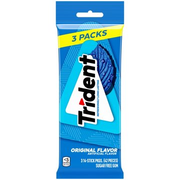 Trident Original Sugar Free Chewing Gum, 3 pk, 42 pc