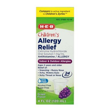 H-E-B Children’s Allergy Relief Cetirizine 24 Hour Liquid – Grape, 4 oz