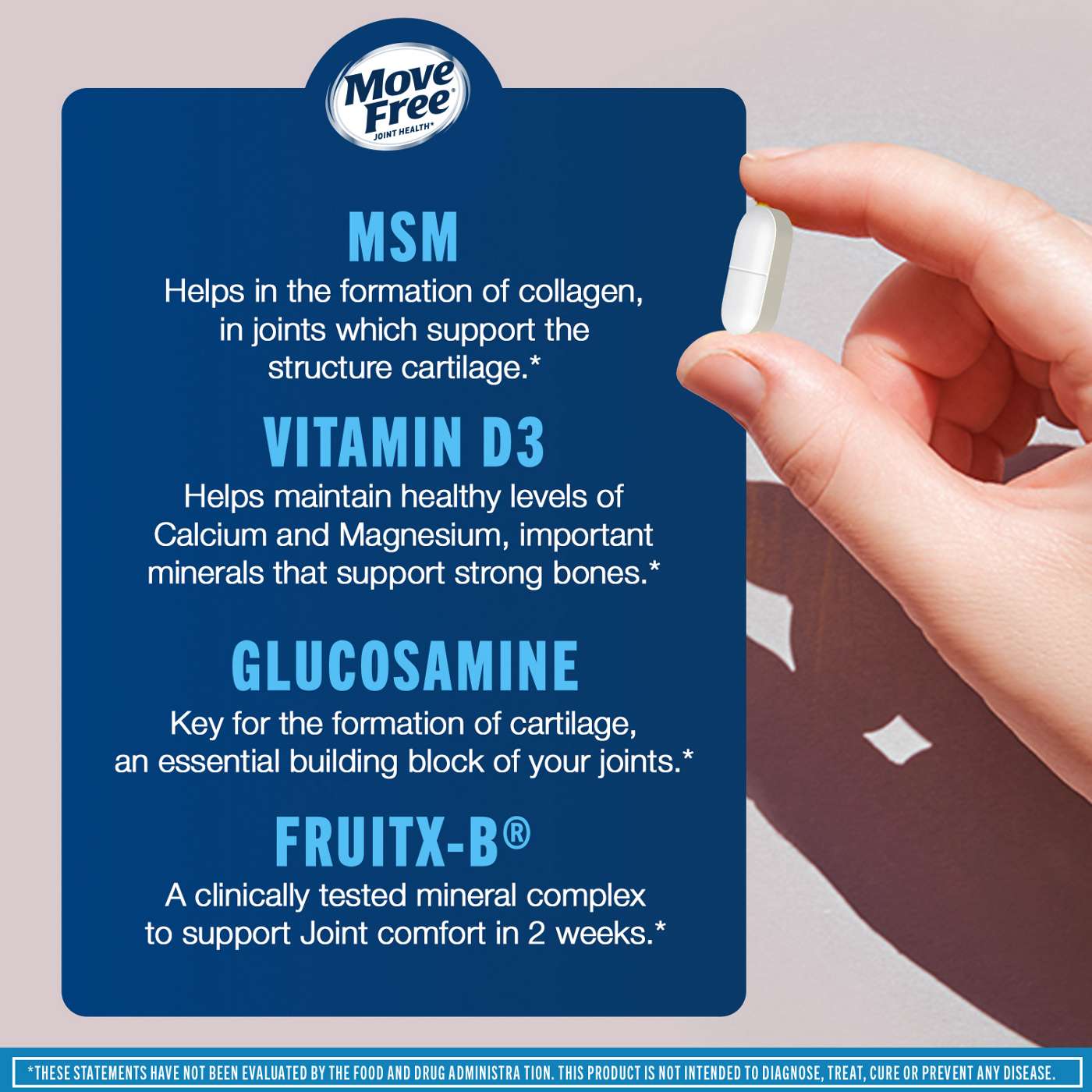 MOVEFREE Advanced Plus MSM & D3 Joint Support Tablets; image 2 of 7