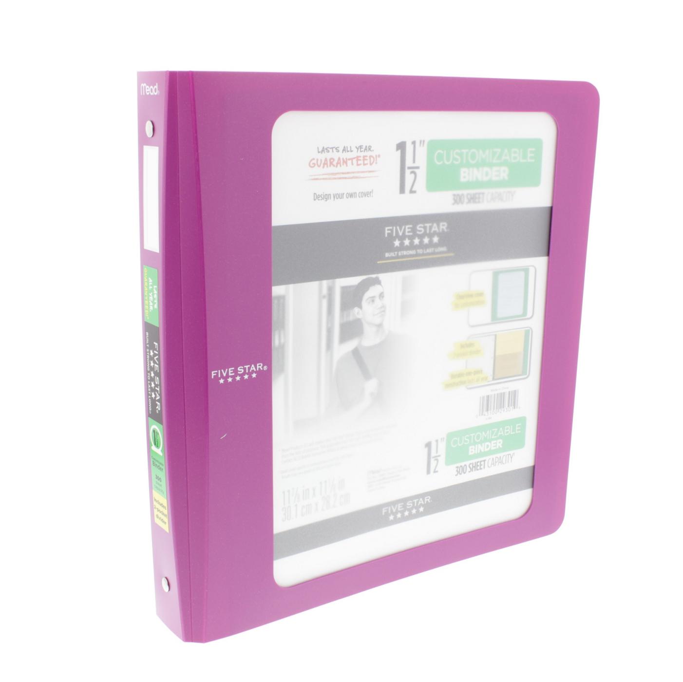 FIVE STAR Customizable Binder, 375 Sheet Capacity, Assorted Colors; image 7 of 7