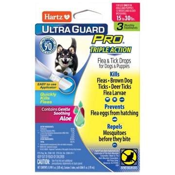 Hartz Pro Flea & Tick Treatment for Dogs and Puppies Weighing 15-30 LBS, 3 ct