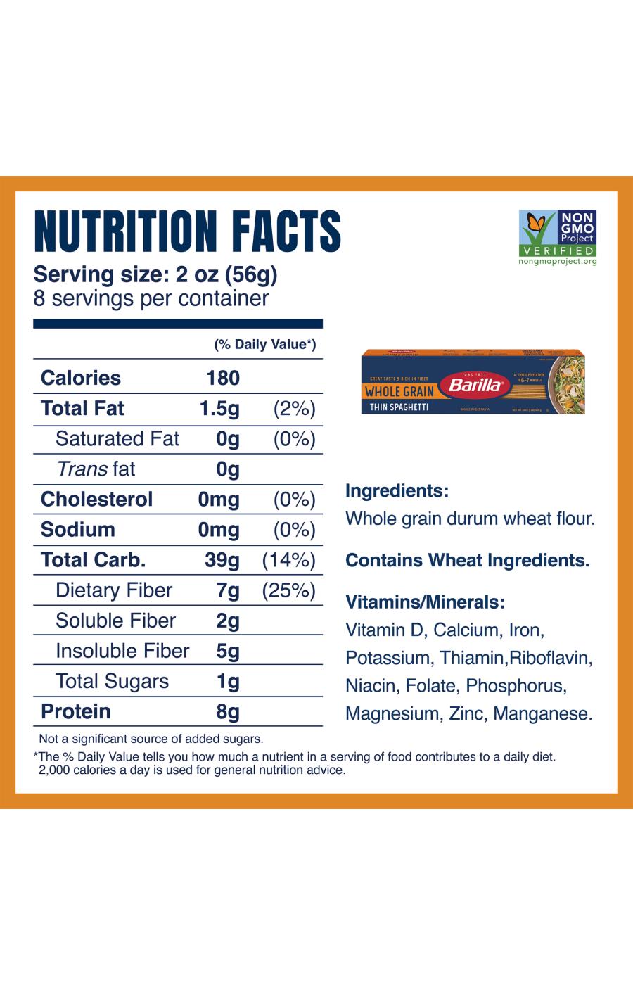 Barilla Whole Grain Thin Spaghetti Pasta; image 3 of 7