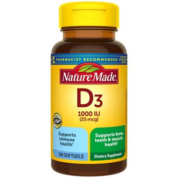 Nature Made D3 1000 IU Liquid Softgels, 100 ct