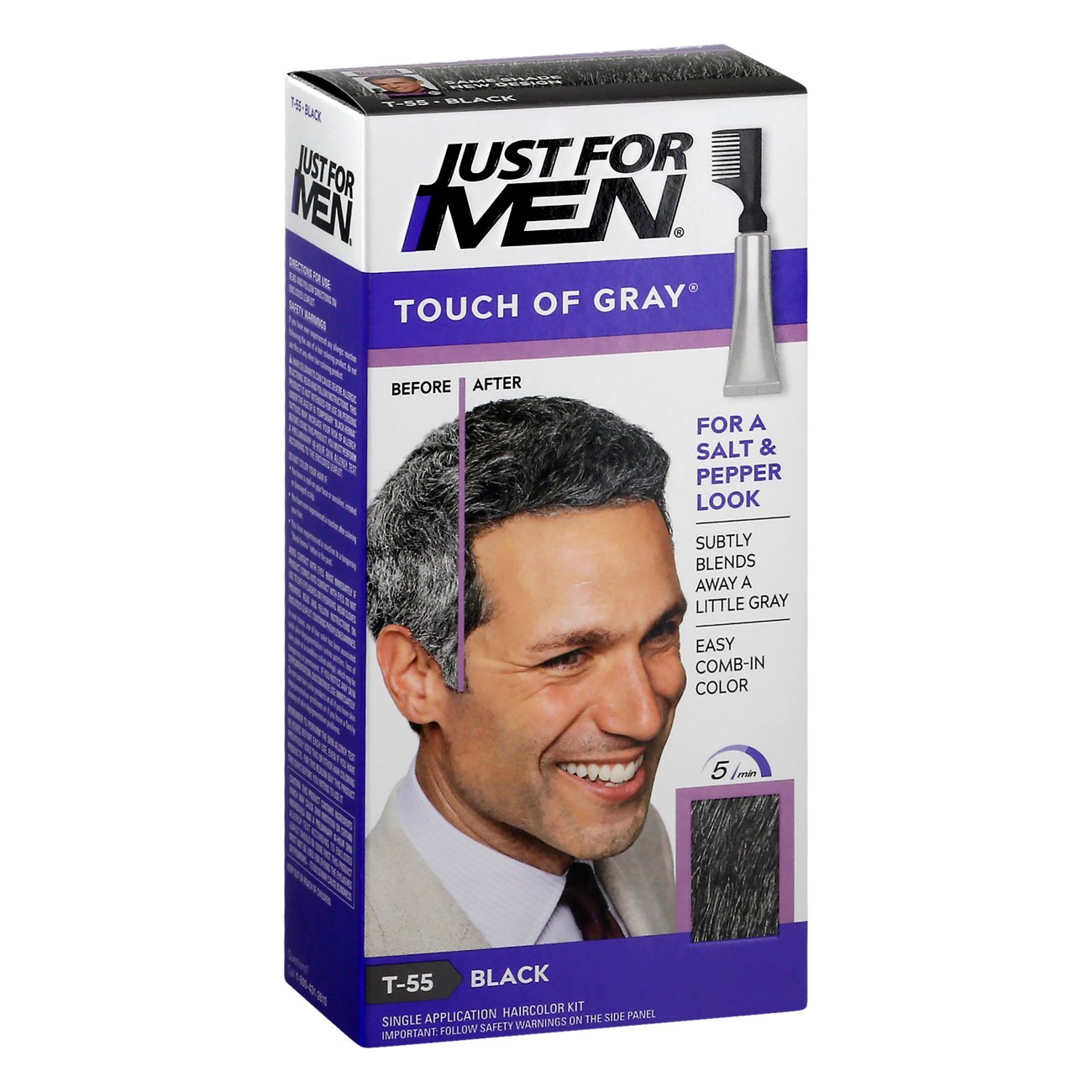 Just For Men Touch Of Gray Hair Color Black-Gray T-55 - Shop Hair Color At  H-E-B