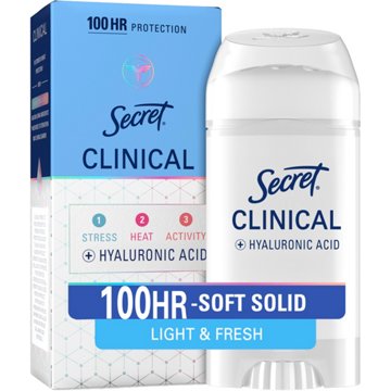 Secret Clinical Strength Soft Solid Antiperspirant and Deodorant for Women, Light & Fresh