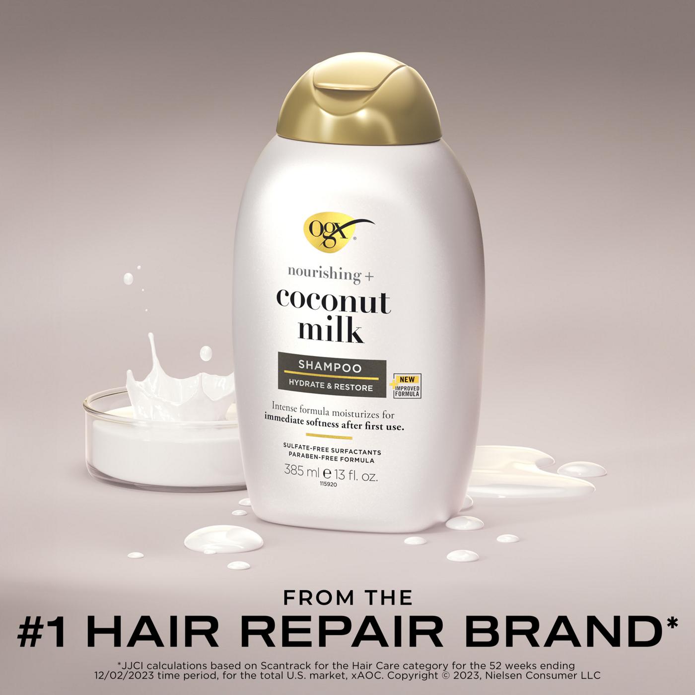 OGX Nourishing + Coconut Milk Moisturizing Shampoo; image 3 of 8