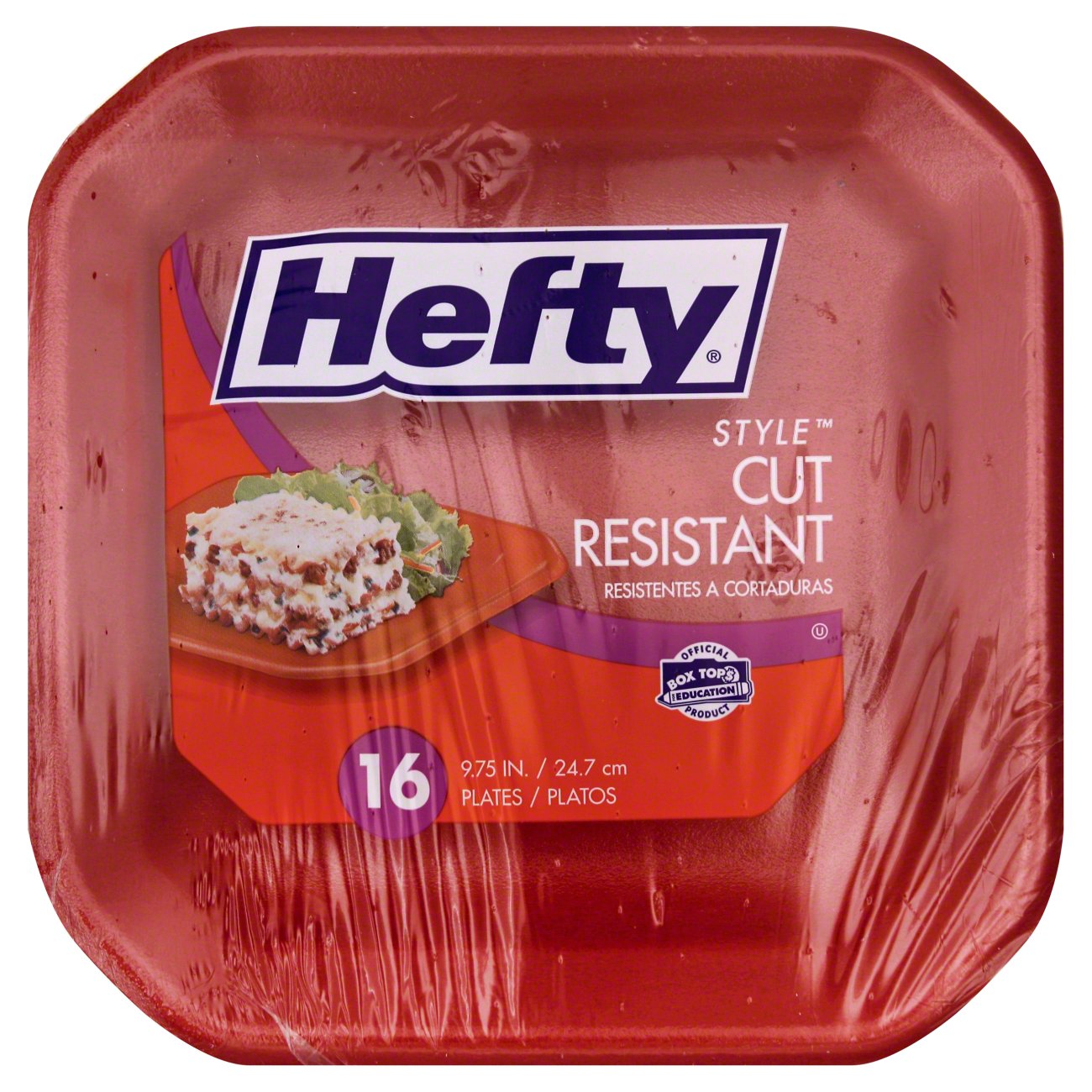 Hefty Style Foam Plates, Square, Red, 10 Inch, 20 Count