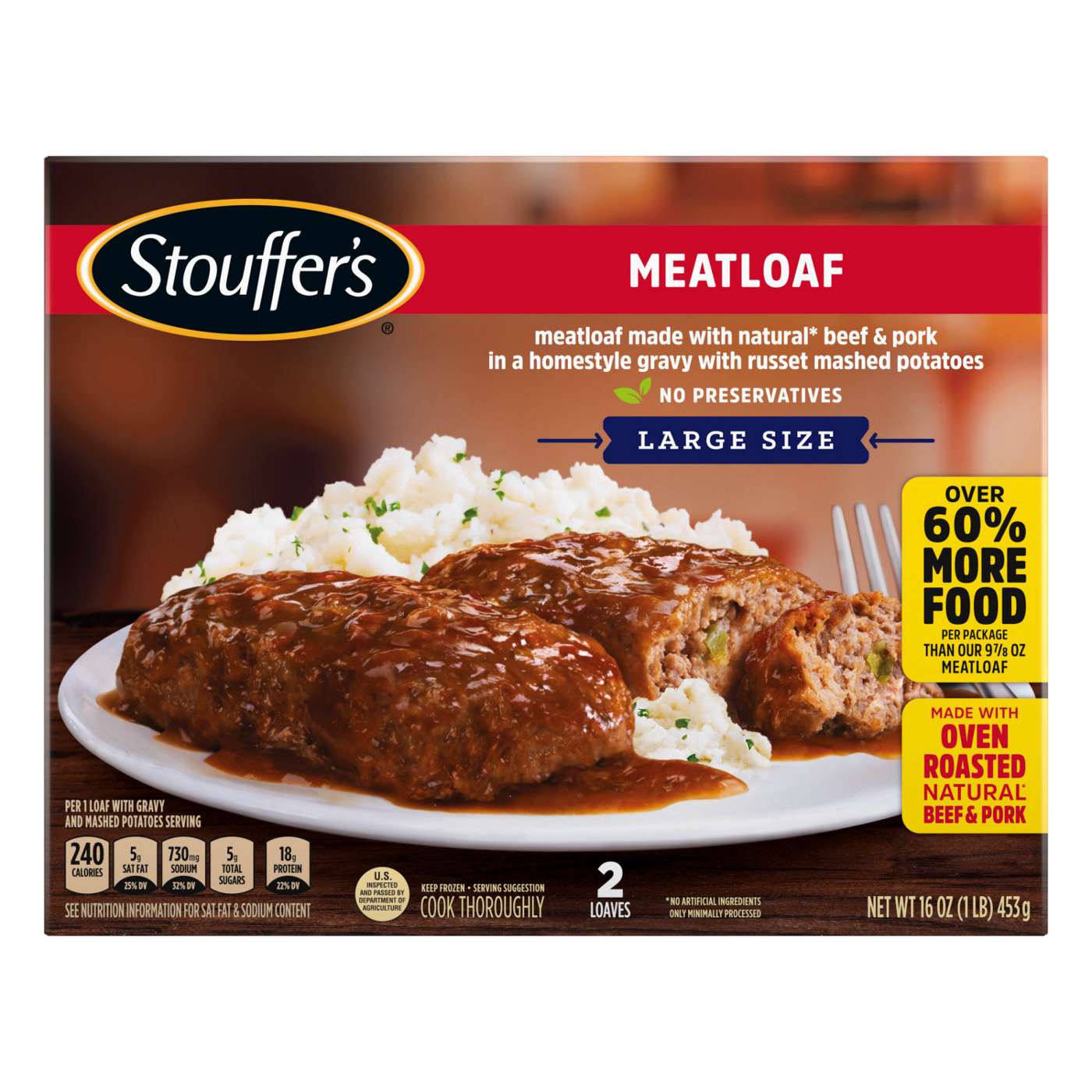 Stouffer's Meatloaf & Mashed Potatoes Frozen Meal - Large Size; image 1 of 7