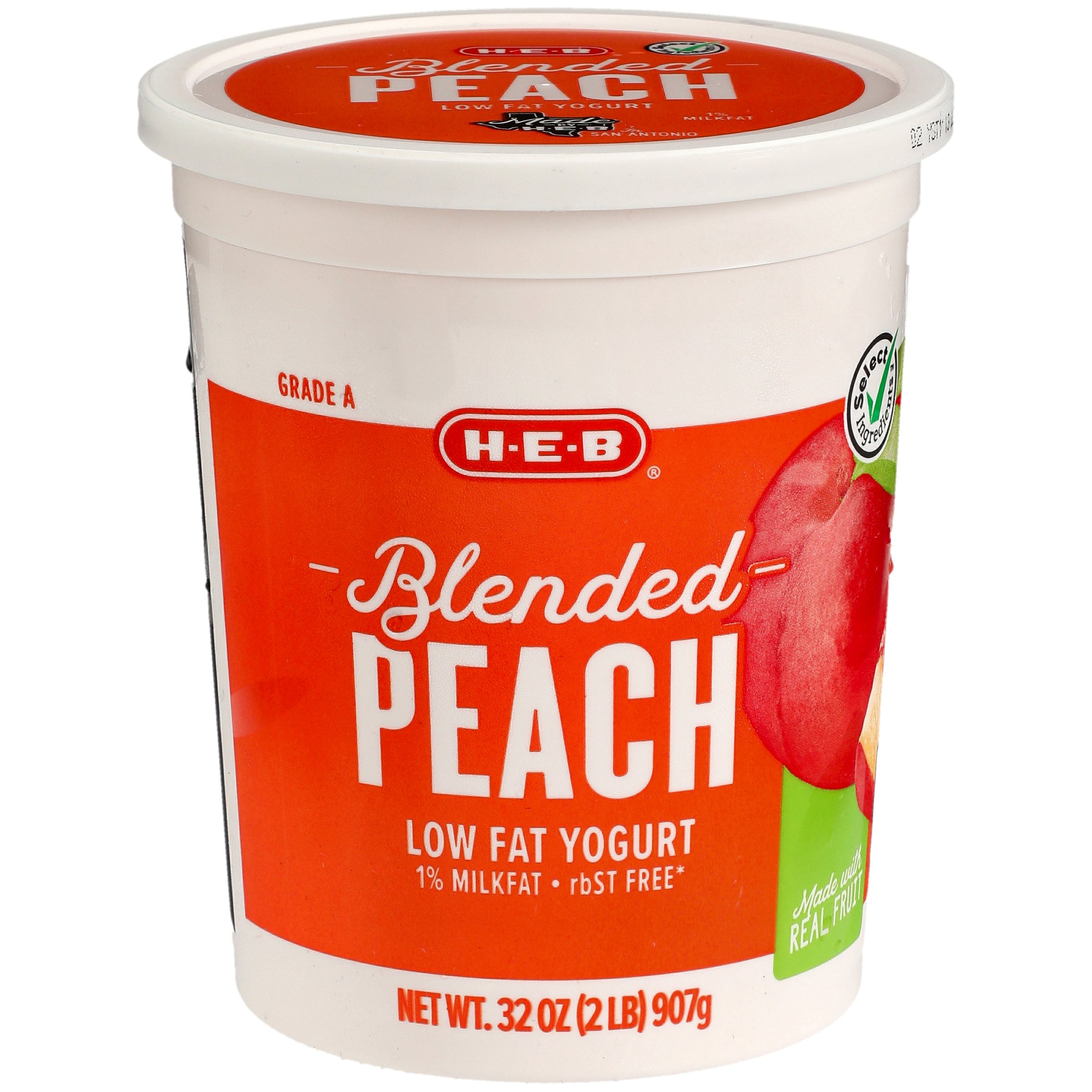 H-E-B Select Ingredients Blended Low-Fat Peach Yogurt - Shop Yogurt At ...