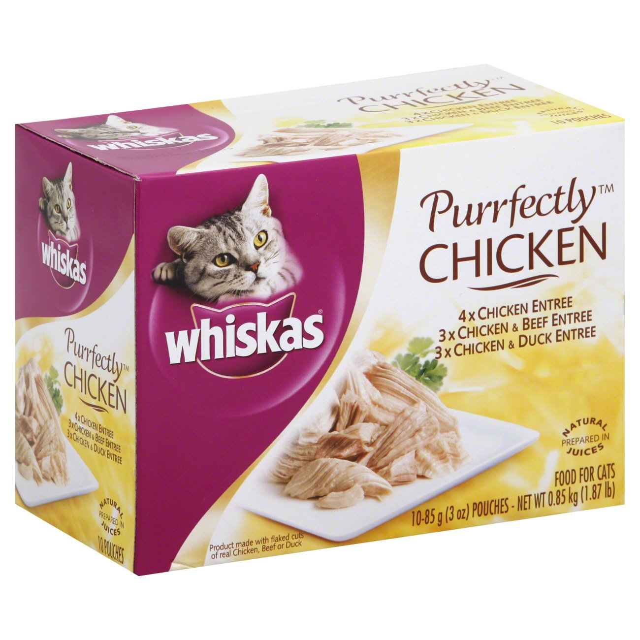 Whiskas Purrfectly Chicken Chicken, Beef, and Duck Entree Food for Cats ...