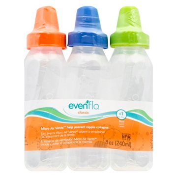 Evenflo Classic Slow Flow (0-3 Months) 8 oz Bottles, 3 ct