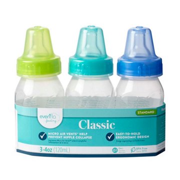 Evenflo Classic Slow Flow (0-3 Months) 4 oz Bottles, 3 ct