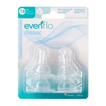 Evenflo Classic Silicone Fast Flow Nipples 3 (6+ Months), 4 CT