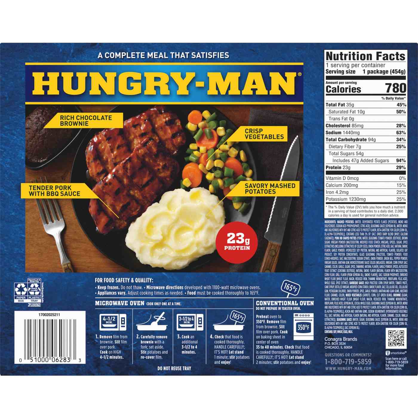 Hungry-Man Boneless Pork Patties Frozen Meal; image 3 of 7