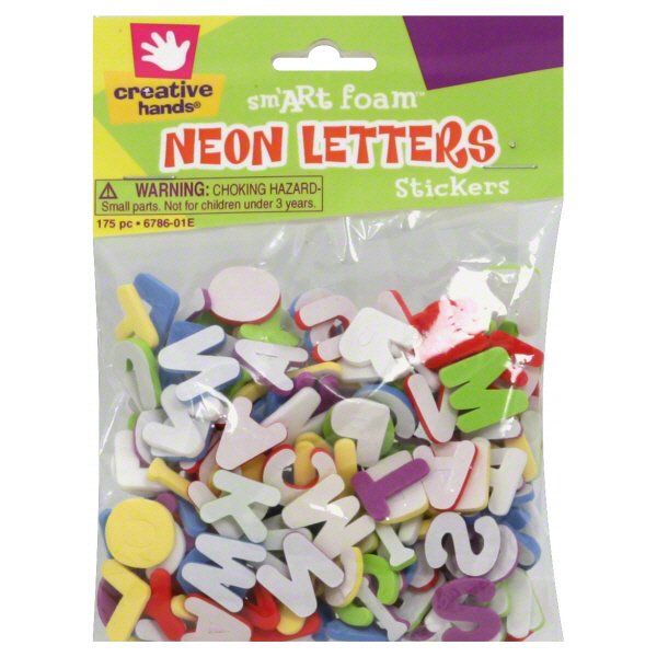 Creative Hands Sm'ARt Foam Neon Letters Stickers, 175 pc Shop School