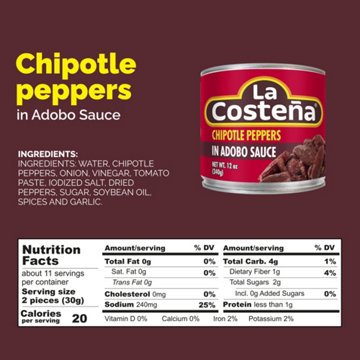 La Costena Chipotle Peppers in Adobo Sauce, 12 oz