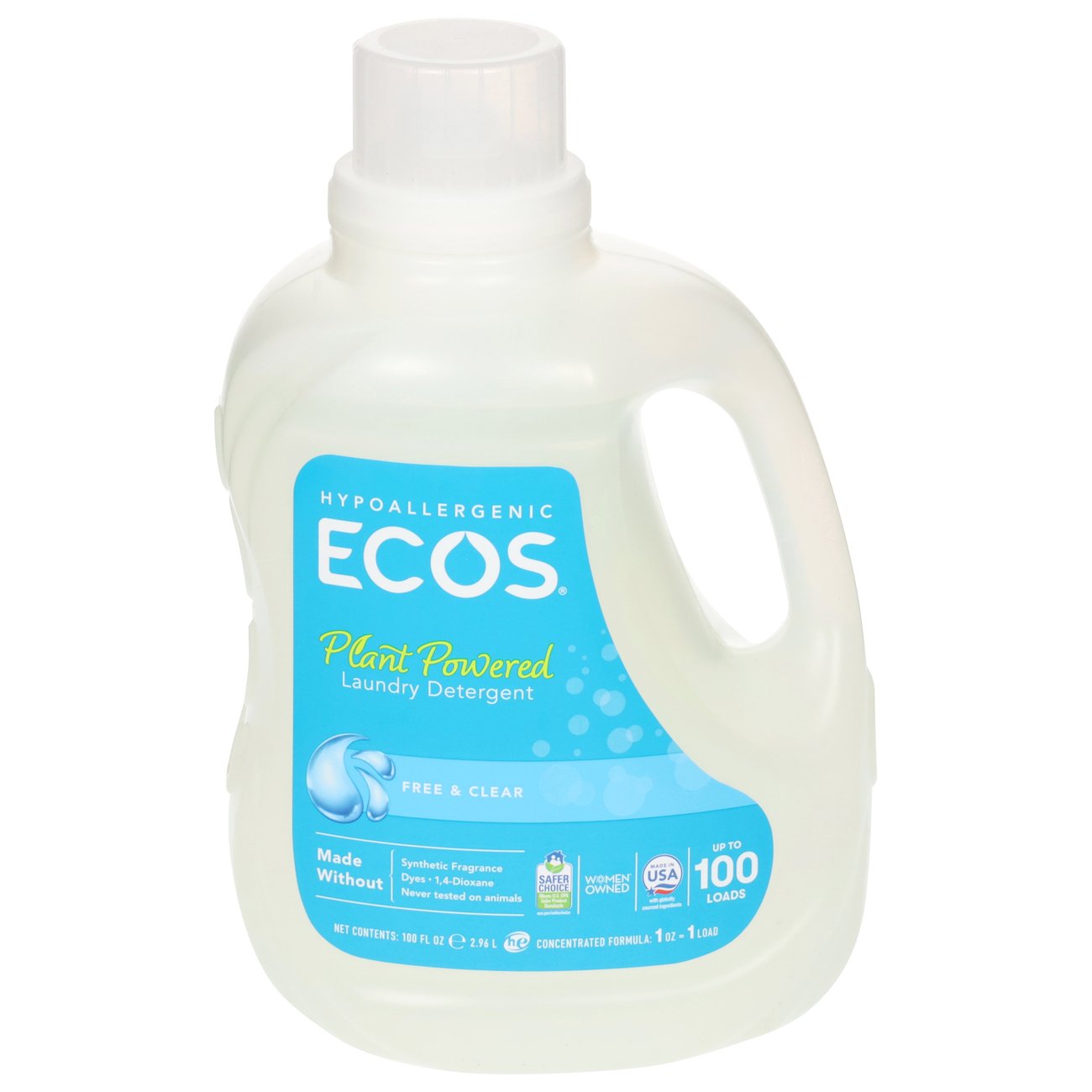 ECOS Plant Powered HE Liquid Laundry Detergent, 100 Loads Free