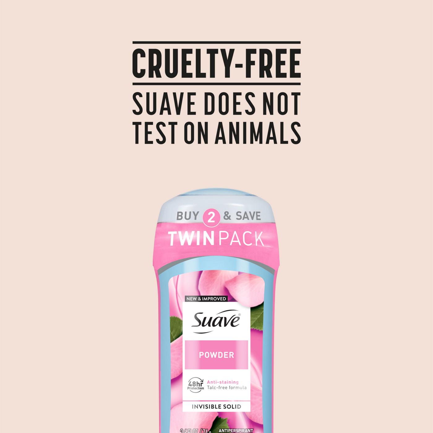 Suave Antiperspirant Deodorant For Women, Invisible 48hr Protection - Powder, 2 pk; image 6 of 9