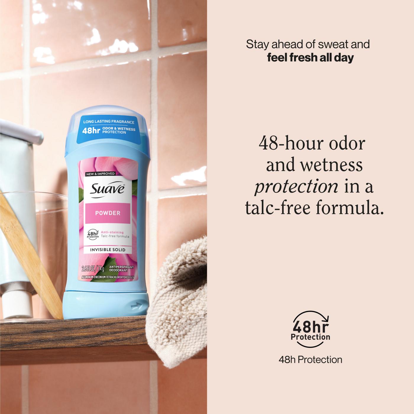 Suave Antiperspirant Deodorant For Women, Invisible 48hr Protection - Powder, 2 pk; image 8 of 9