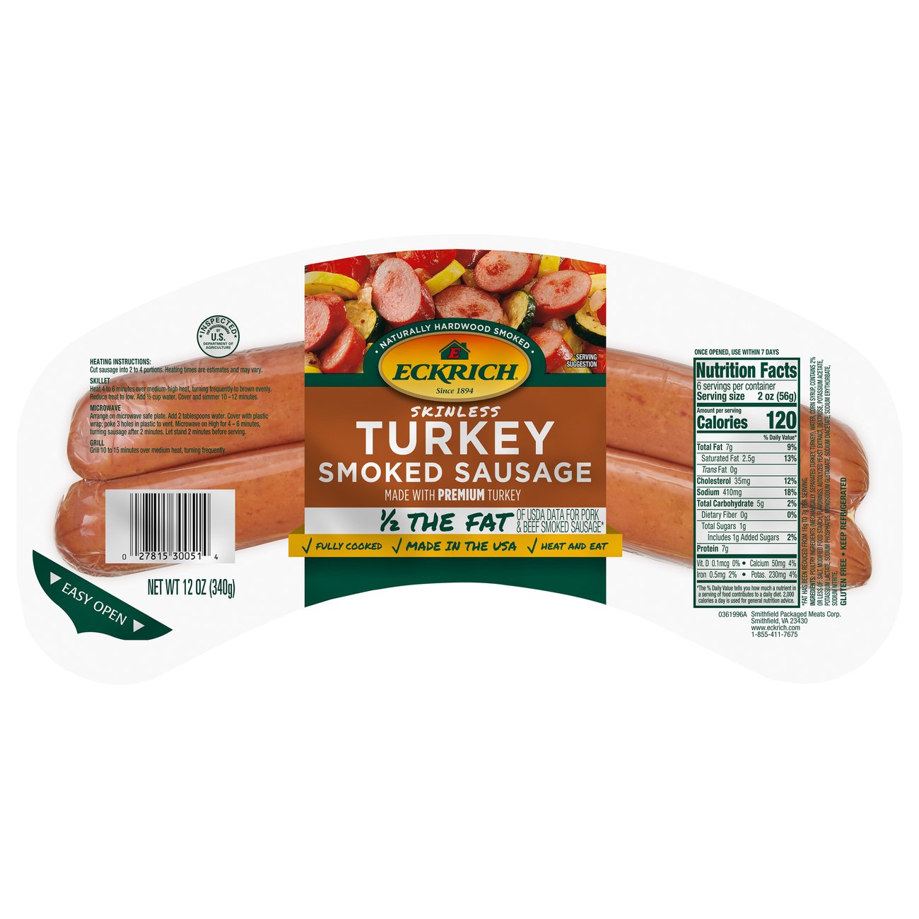 Eckrich Skinless Turkey Smoked Sausage Shop Sausage At H E B