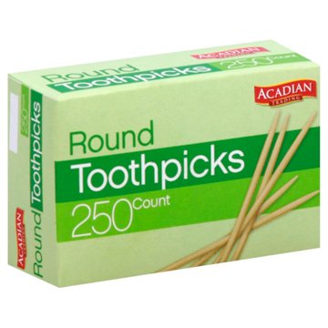 Acadian Trading Round Toothpicks, 250 ct