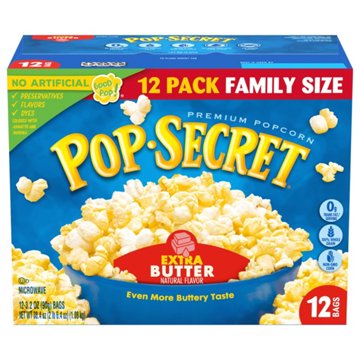 Pop Secret Extra Butter Microwave Popcorn 12 pk Bags, 3.2 oz