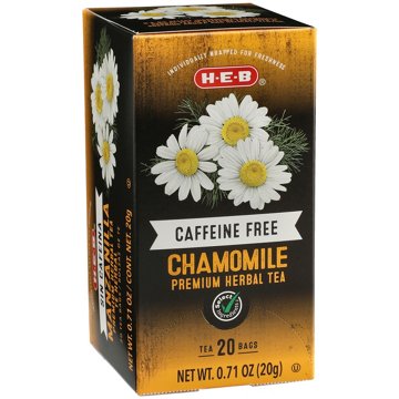 H-E-B Premium Caffeine Free Chamomile Herbal Tea Bags, 20 ct