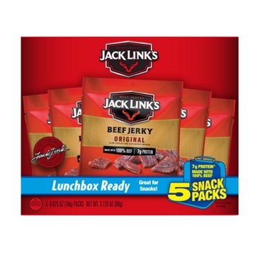Jack Link's 7g Protein Original Beef Jerky Snack Packs, 5 ct