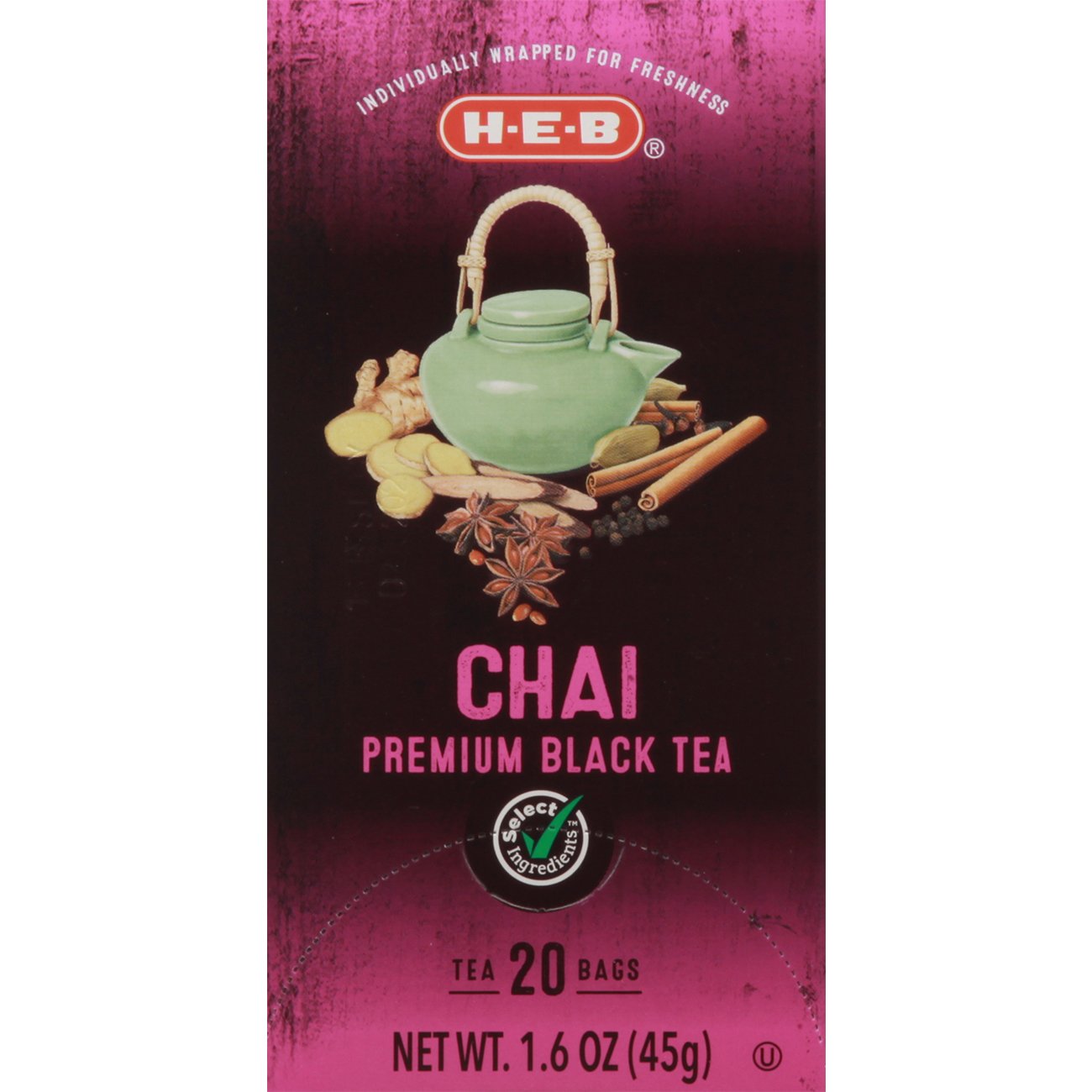 HEB Select Ingredients Chai Black Tea Bags Shop Tea at HEB