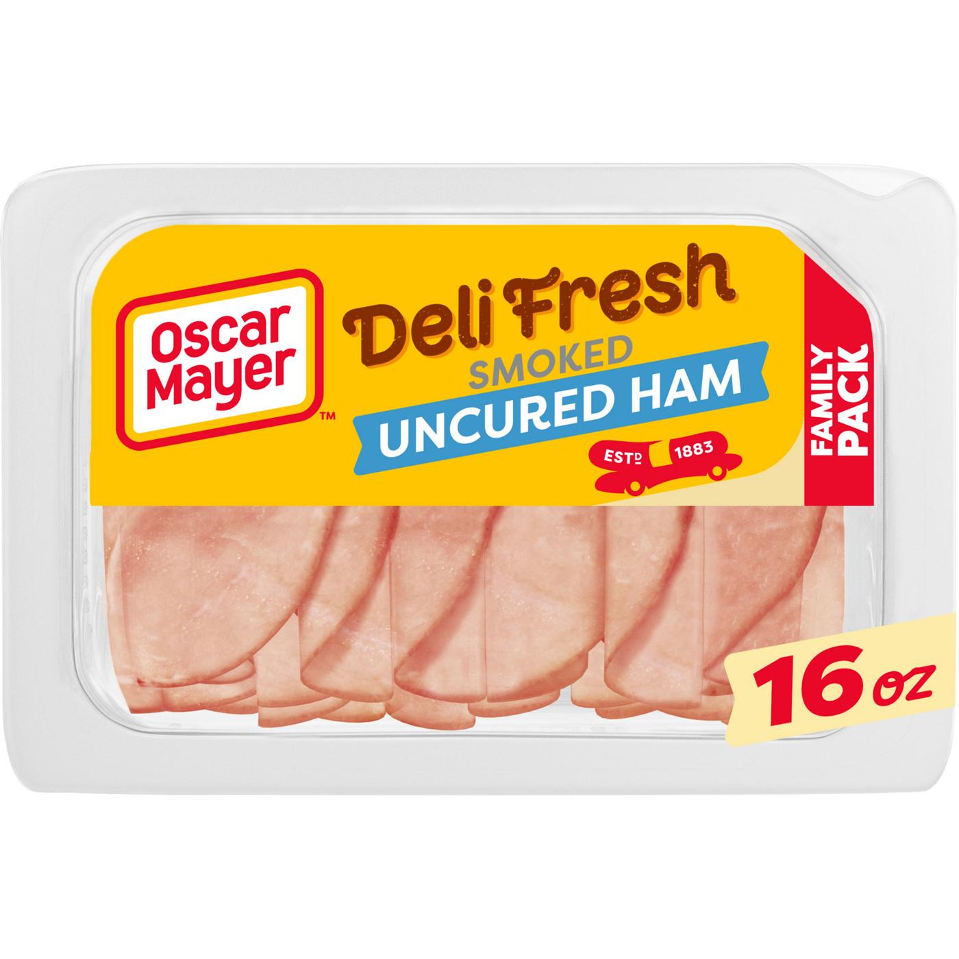 Oscar Mayer Deli Fresh Smoked Uncured Sliced Ham Lunch Meat - Family Pack; image 1 of 2