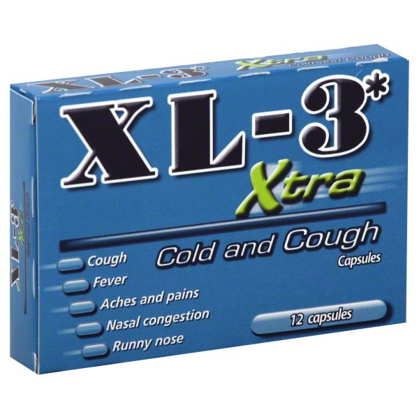 XL 3 Xtra Cold and Cough Capsules, 12 ct